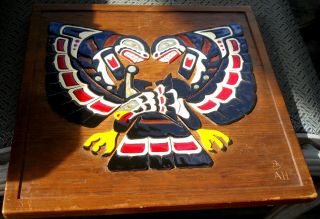 Signed Alvin Hayes Thunderbird Killer Whale Enameled Carved Wood Aboriginal Art