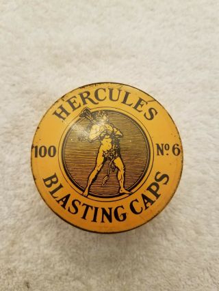 Vintage Hercules No 6 100 Cap Blasting Cap Tin Vgc