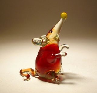 Blown Glass Art Animal Small Dark Red Rat Mouse