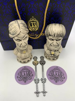Disneyland Club 33 Haunted Mansion 50th Anniversary Busts Tiki Mugs Rare