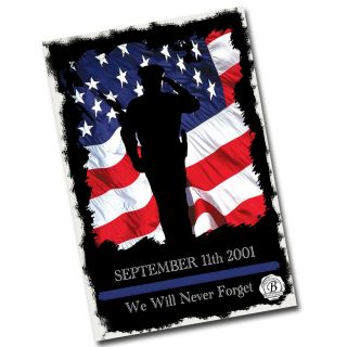 Sept 11,  2001 We Will Never Forget Law Enforcement 8x12 Inch Aluminum Sign