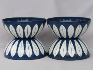 Set Of 4 Catherineholm Enamel Lotus Bowls 5 1/2” Blue & White Norway