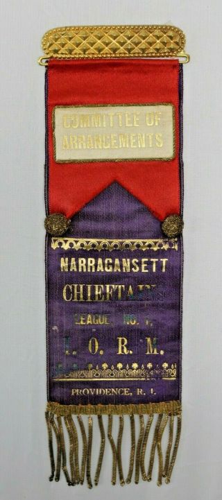 Order Of Red Men Chieftans Providence Rhode Island Badge Ribbon