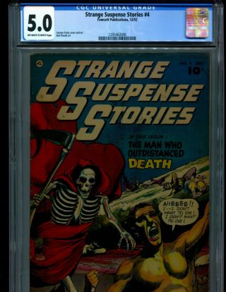 Strange Suspense Stories 4 Cgc 5.  0 Classic Skeleton Horror Cover 1952 Pch