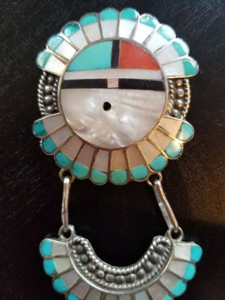 Vintage Zuni Sterling Brooch Pin Pendant Signed Roger & Lela Cellicion 2