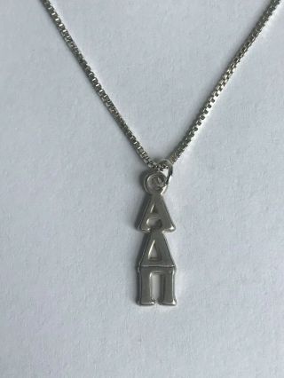 Alpha Delta Pi Sorority Sterling Silver Lavalier Pendant And Chain Necklace
