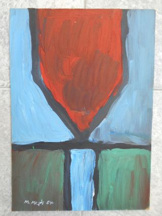 Greek Art Oil Painting Expressionism Abstract Modern Signed M.  Melas