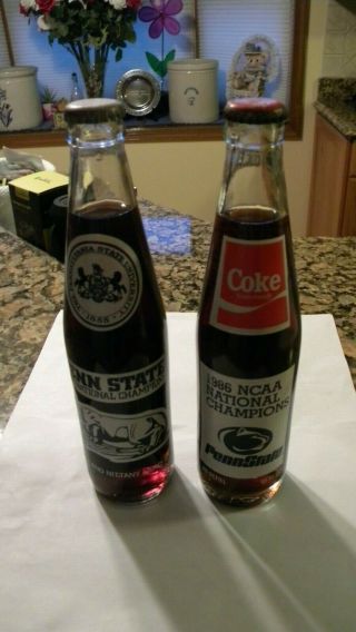 Penn State 1982 & 1986 Coke National Championship 10 Ounce Bottles