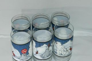 6 Coca Cola Polar Bear Drinking Glasses,  Coke Advertising Collectible 1997 3