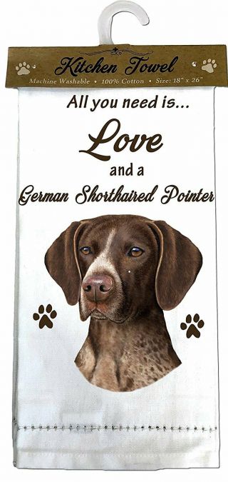 E&s Pets 700 - 83 German Shorthaired Pointer Kitchen Towel,  Off - White