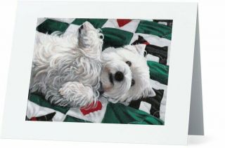 Westie West Highland White Terrier Dog Art Greeting Note Cards Set Of 10