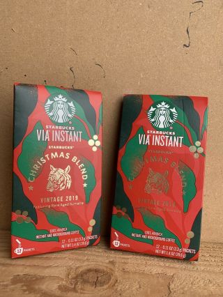 Starbucks Via Christmas Blend Vintage 2019 Instant Coffee 2 Boxes Set 2pack