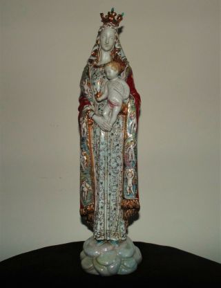 Vintage Italian Prof.  Eugenio Pattarino Statue Sculpture Virgin Mary & Jesus