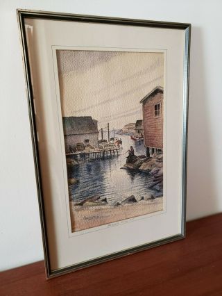 SR LANDYMORE - Peggy ' s Cove Nova Scotia - 1973 Watercolour - CANADIAN ARTIST 2