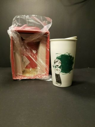 2015 Starbucks Finger Painting Boy Dot Ceramic Travel Tumbler Cup Mug 12oz Nib