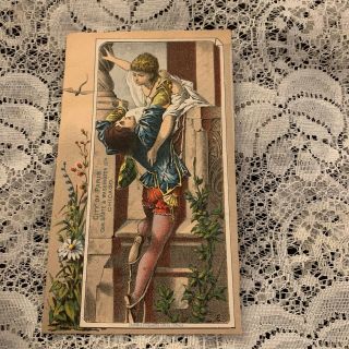 Vintage Trade Card City Of Paris Chicago Couple Flowers