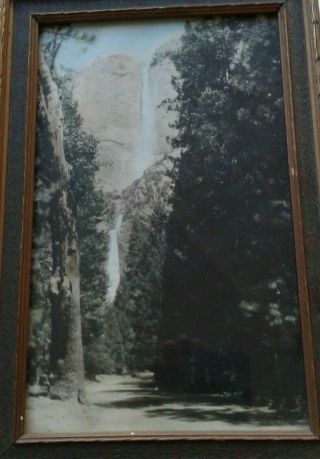 1920 ' S FRAMED HAND COLORED PHOTO.  YOSEMITE FALLS,  YOSEMITE CALIFORNIA 2