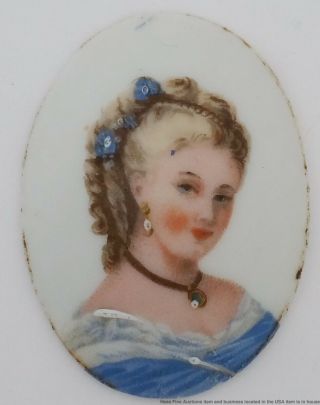 Antique Miniature Hand Painted Limoges France Lady Portrait Painting Plaque