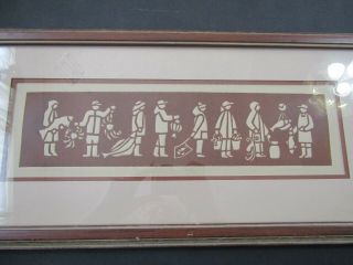 Alaska Native Settlement Modern Woodblock Print Lino Cut Signed Framed