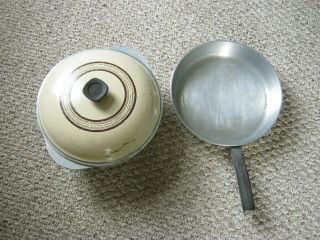 Vintage Club Tan/yellow Aluminum Cookware Dutch Oven Pot And Pan With Lid