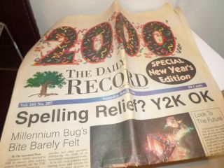 The Daily Record Newspaper Saturday Jan 1,  2000 Millennium Years Edition Y2k