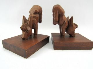 Vintage Pair Artist Signed Jose Pinal Hand Carved Democratic Donkey Bookends