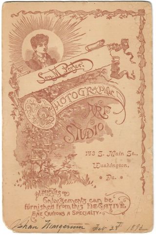 1890s CABINET CARD PHOTO of ID’d CIVIL WAR VETERAN w/GAR Medal & DACHSHUND DOG 2