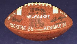 Vintage 1974 Green Bay Packers Vs Bengals Nfl Game Ball Painted Trophy Football