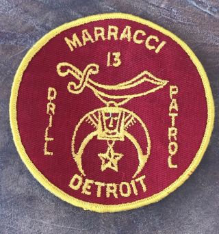 Vtg Marracci Temple 13 Detroit Michigan Embroidered Cloth Patch Drill Patrol