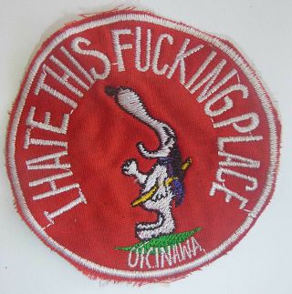 Patch - Snoopy Hates Okinawa (japan) - Us Air Force - Rnr Ops,  Vietnam War,  8212