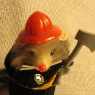 Fur - Fireman / Firefighter Mouse - Black with Axe and Red Helmet 2