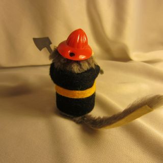 Fur - Fireman / Firefighter Mouse - Black with Axe and Red Helmet 3