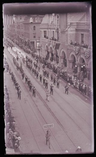 (1) Early 1900s Glass Negative,  Preparedness Parade May 8 1917 Augusta,  Maine - 2