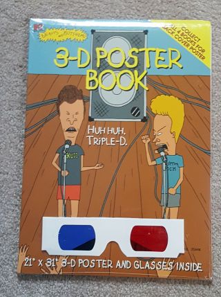 Beavis And Butthead 3 - D Poster Book W/ 3 - D Glasses Mike Judge