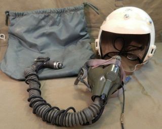 Vietnam War,  U.  S.  Air Force Jet Pilot Helmet W/1965 Dated Mbu 5/p Oxygen Mask