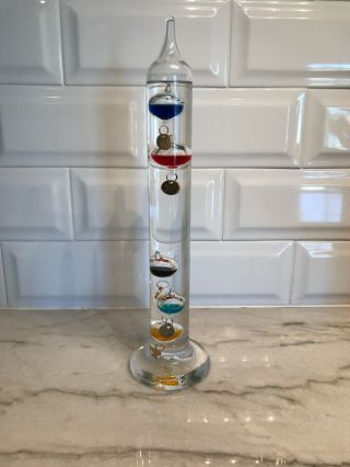 Glass Galileo Thermometer 11 " Floating Color Temperature Vessels Bulbs