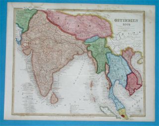 1849 Map Thailand Malaysia India Laos Vietnam Siam Nepal Tibet China