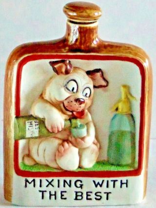 Schafer Vater Porcelain Scotch Hip Flask Whimsical Dog Soda Syphon Best Whisky