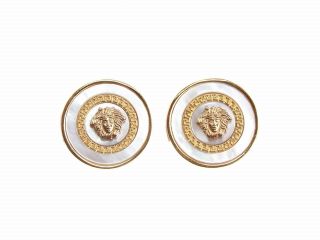 Authentic Gianni Versace Medusa Logo Vintage Clip On Gold - Tone Earrings