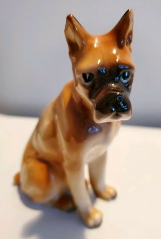 Vintage Shafford Boxer Dog Porcelain Figurine Numbered 1817 & Label