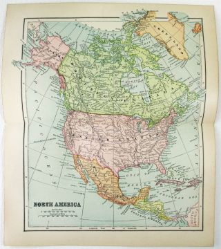 1895 Map Of North America By Dodd Mead & Company.  Antique