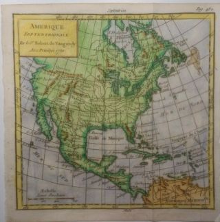 Antique Map Of North America By Robert De Vaugondy 1750