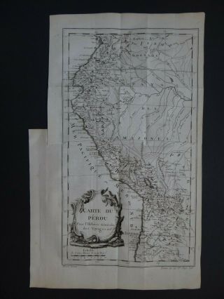 1757 Bellin Atlas Map Peru - Carte Du Perou - South America