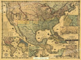 1862 Military & Railroad Map Us Civil War Era - 24x32