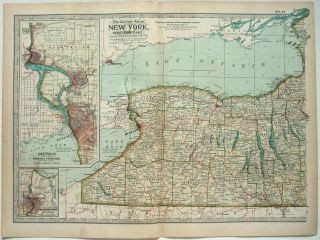 1897 Map Of Western York State By The Century Company.  Antique