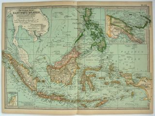 1897 Map Of The East India Islands By The Century Company.  Antique