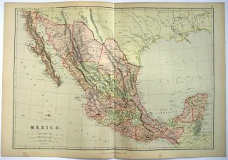1882 Map Of Mexico By Blackie & Son.  Antique.