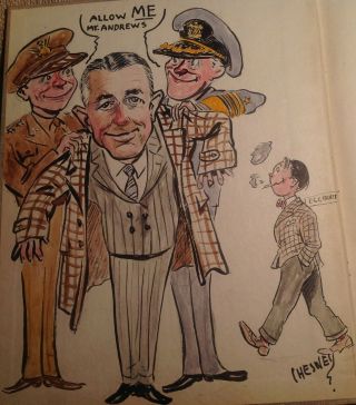 Eggburt WWII Navy Cartoons Earle Chesney 1945 ART Gifted to Congressman 2