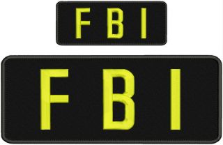 Fbi Embroidery Patch 4x10 And 2x5 Yellow Hook
