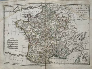 1779 France Hand Coloured Map By Rigobert Bonne 240 Years Old